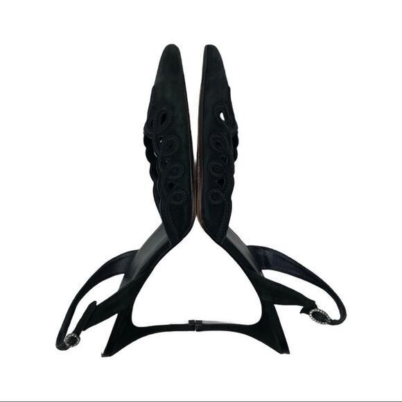 Cole Haan Black Suede Leather Sing Back Heels 8 - Picture 7 of 16